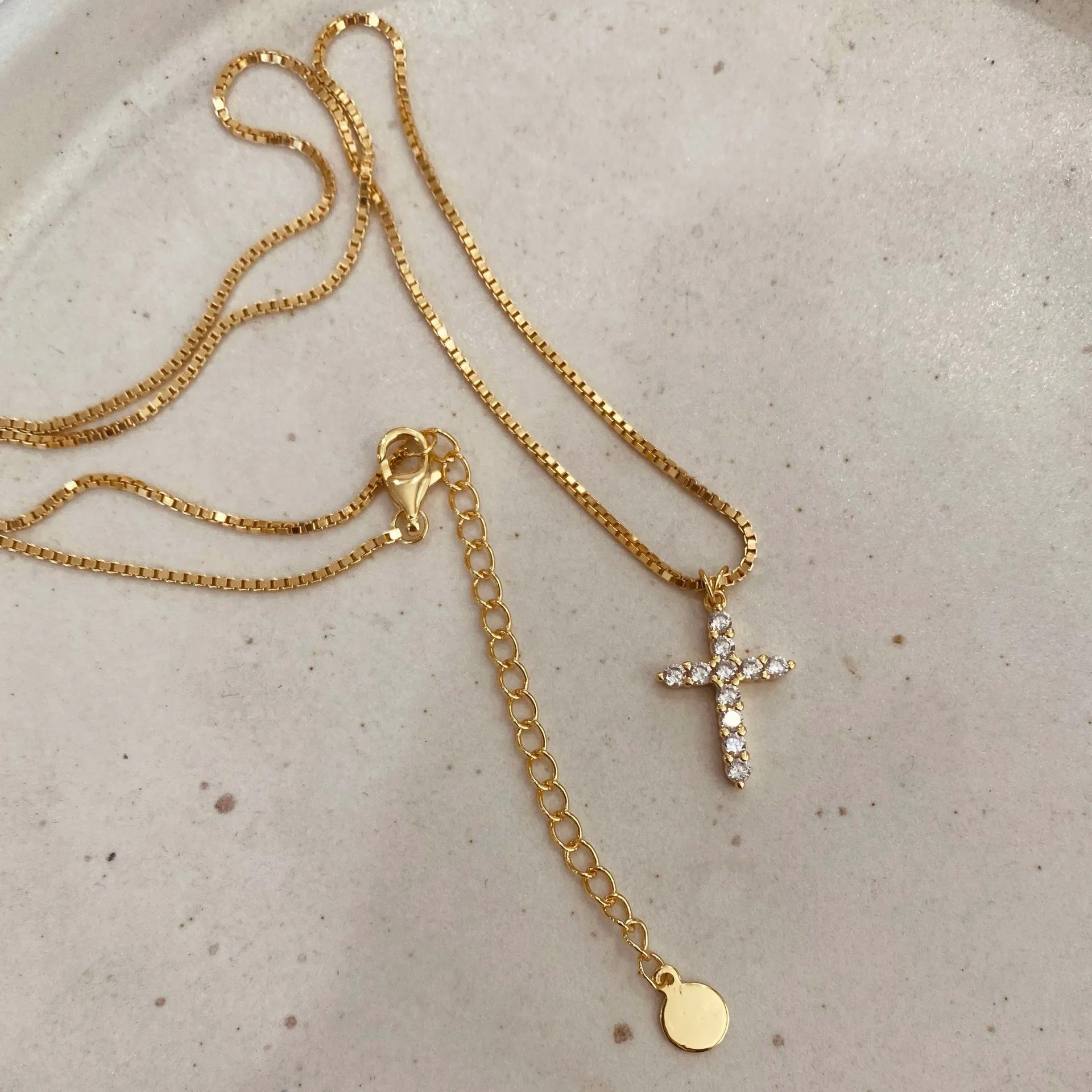 Retro Simple Style Cross Stainless Steel Plating Inlay Zircon 18K Gold Plated Pendant Necklace_colorza_5