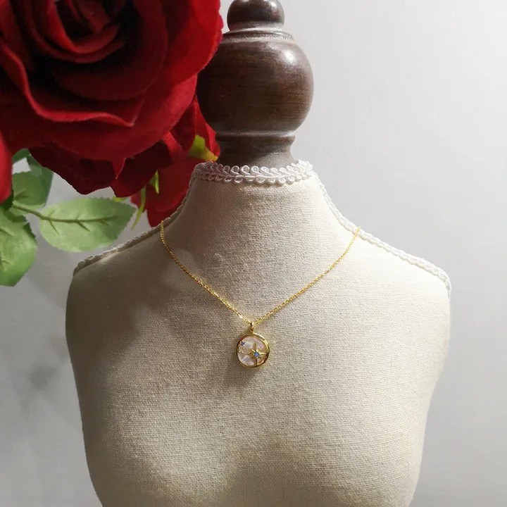 Artistic Star Stainless Steel Polishing Zircon 18K Gold Plated Pendant Necklace_colorza_6