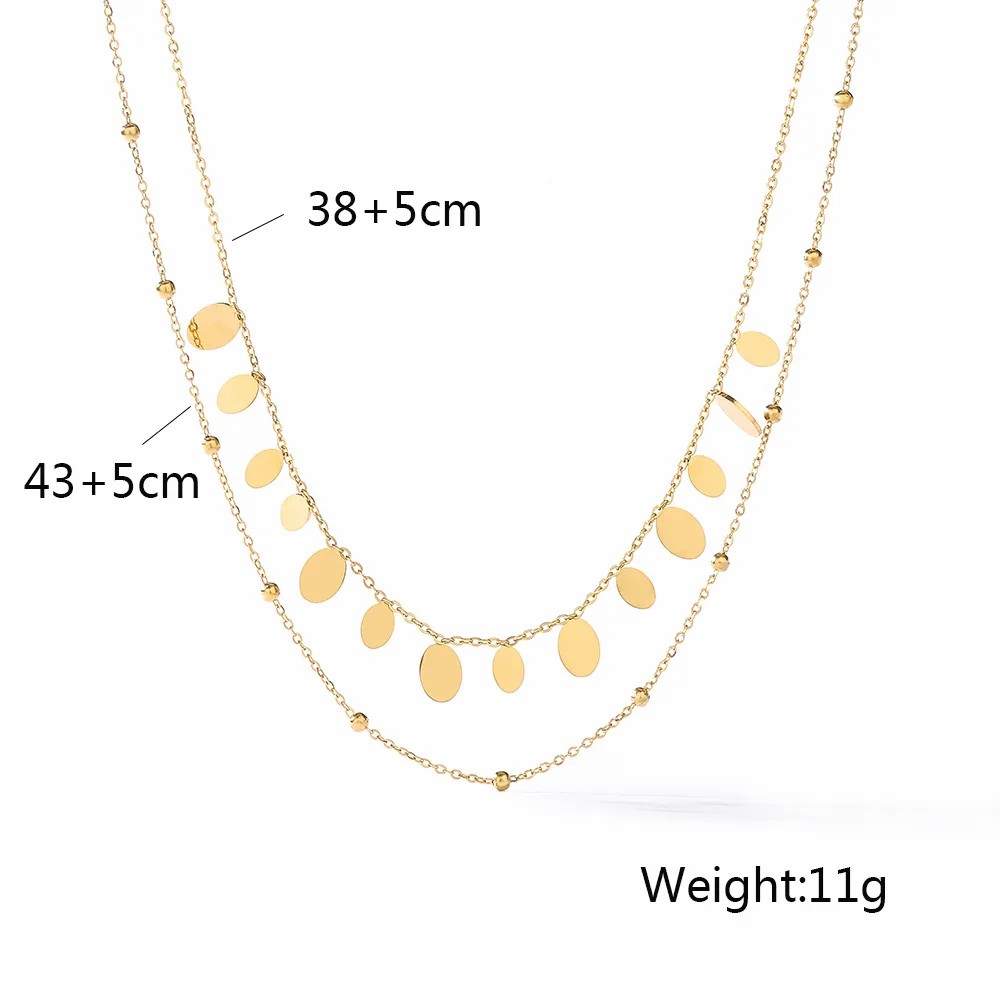 Modern Style Oval Butterfly Titanium Steel Plating 18K Gold Plated Pendant Necklace_colorza_3