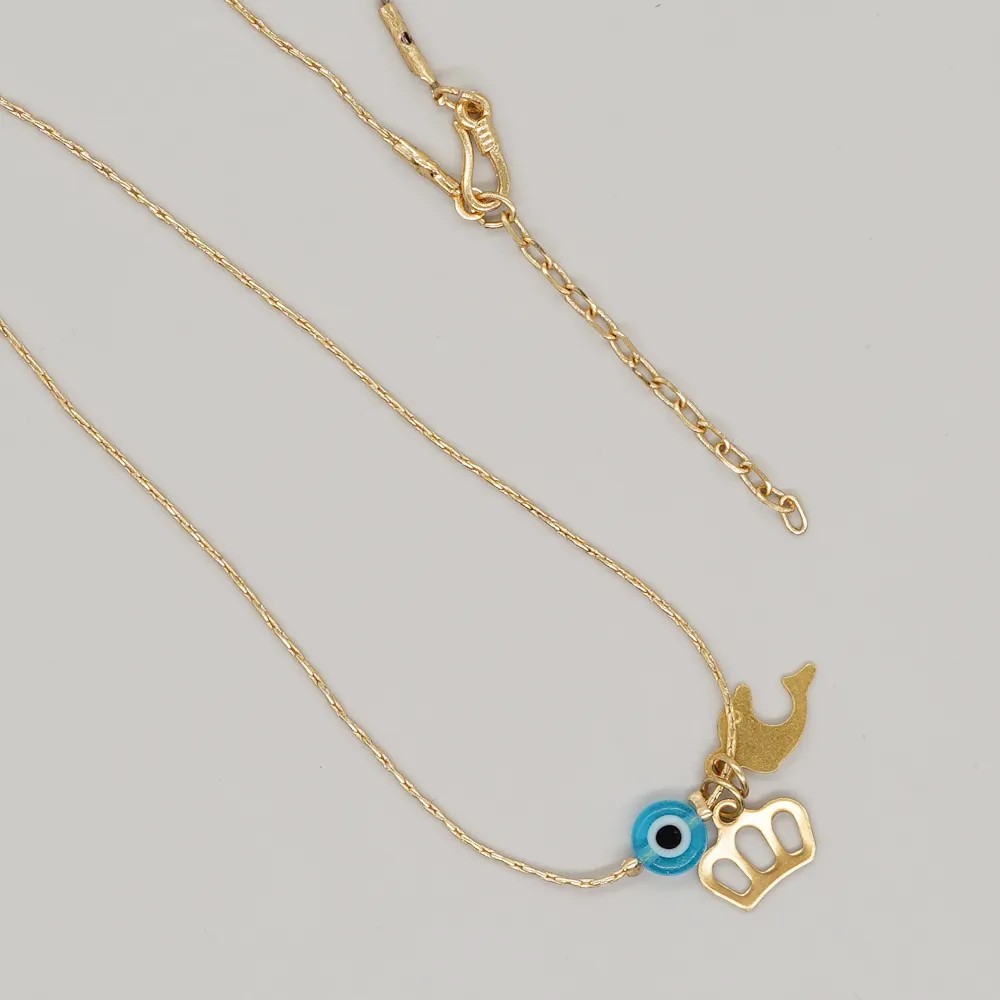 Simple Style Moon Crown Eye Stainless Steel Inlay Glass Necklace_colorza_2