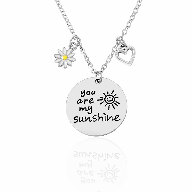 Basic Simple Style Letter Heart Shape Flower Stainless Steel Carving Pendant Necklace_colorza_1