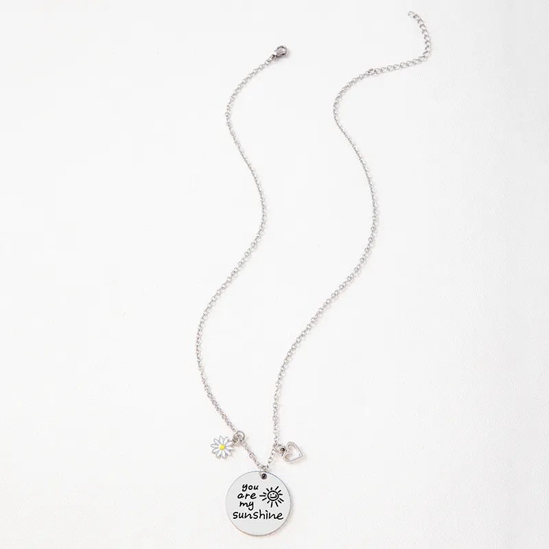 Basic Simple Style Letter Heart Shape Flower Stainless Steel Carving Pendant Necklace_colorza_2