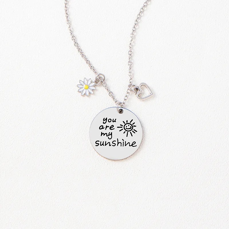 Basic Simple Style Letter Heart Shape Flower Stainless Steel Carving Pendant Necklace_colorza_3