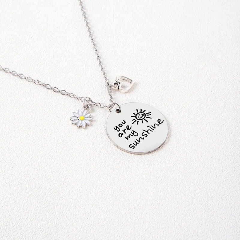Basic Simple Style Letter Heart Shape Flower Stainless Steel Carving Pendant Necklace_colorza_4