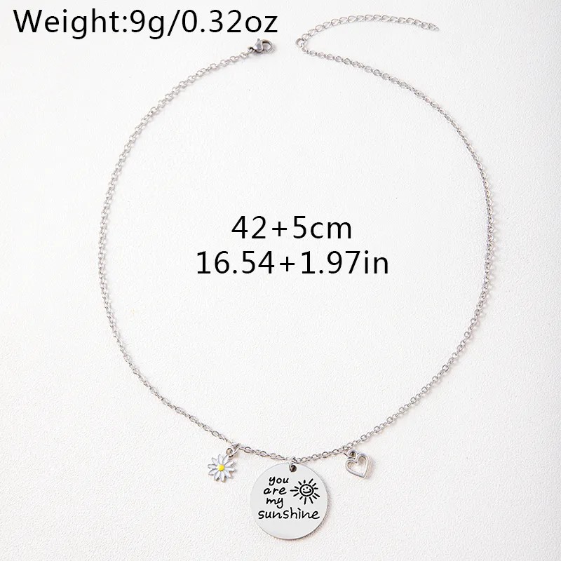 Basic Simple Style Letter Heart Shape Flower Stainless Steel Carving Pendant Necklace_colorza_5