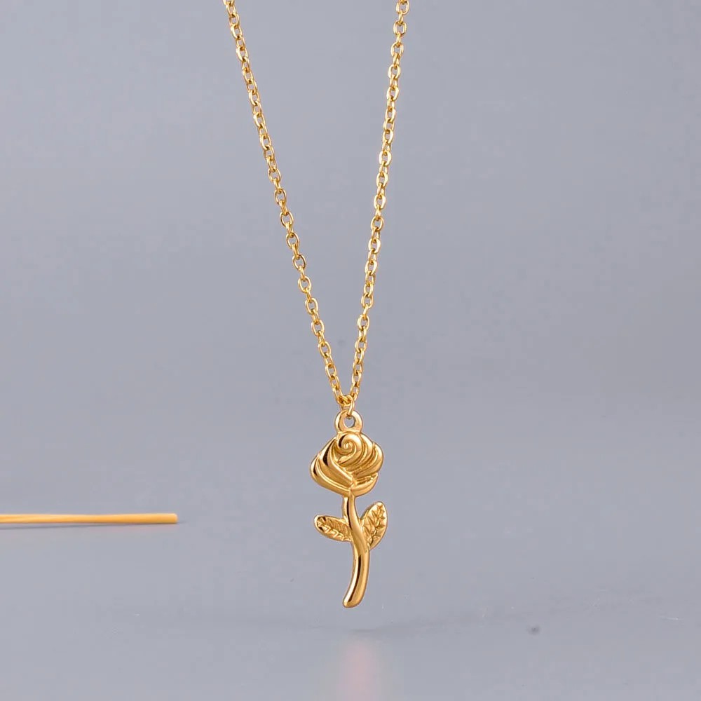 Elegant Simple Style Rose Titanium Steel Pendant Necklace_colorza_1