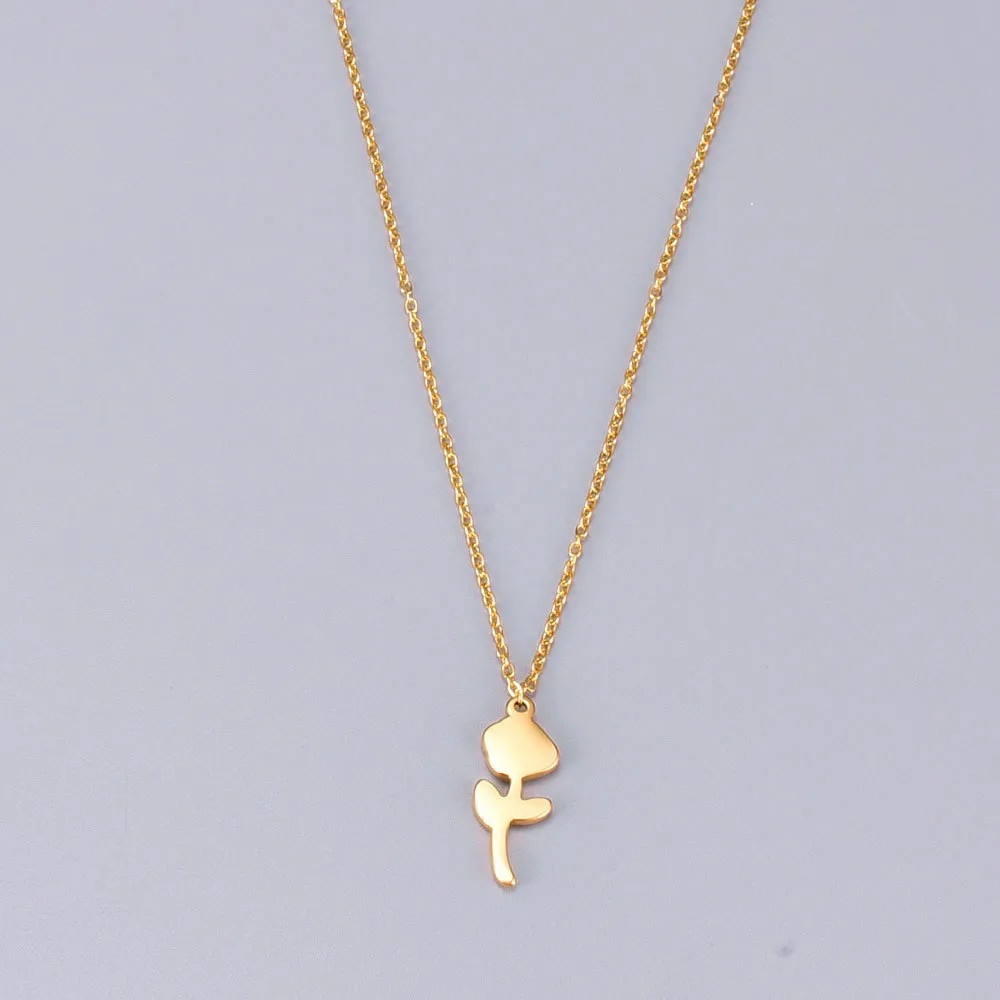 Elegant Simple Style Rose Titanium Steel Pendant Necklace_colorza_2