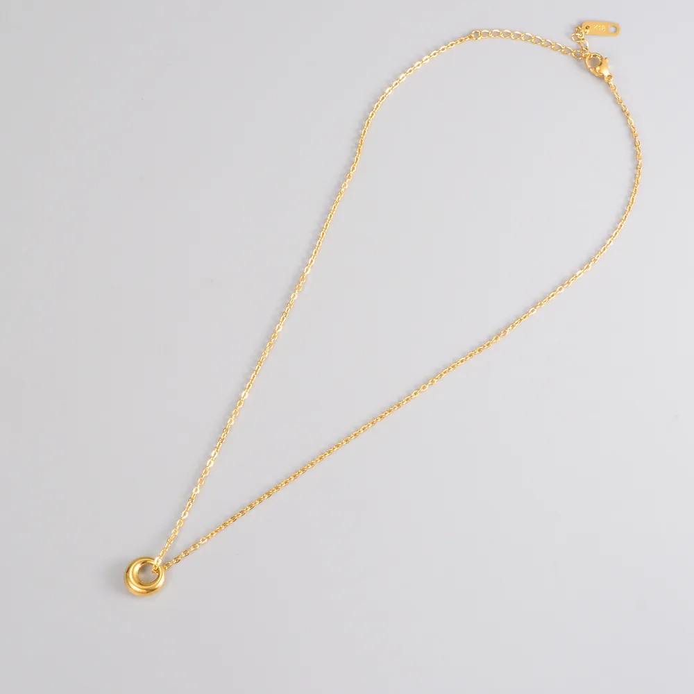 Elegant Simple Style Round Titanium Steel Plating 18K Gold Plated Pendant Necklace_colorza_1