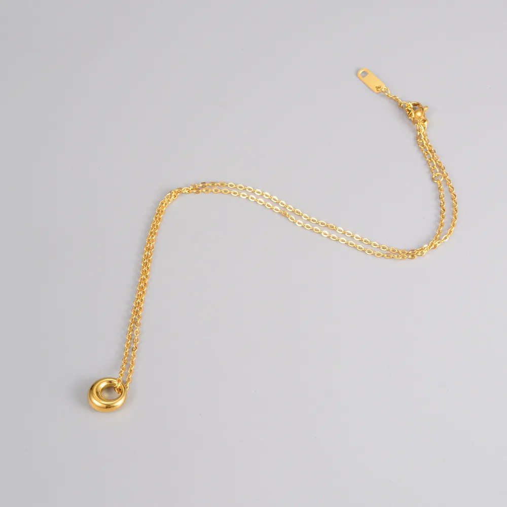 Elegant Simple Style Round Titanium Steel Plating 18K Gold Plated Pendant Necklace_colorza_2