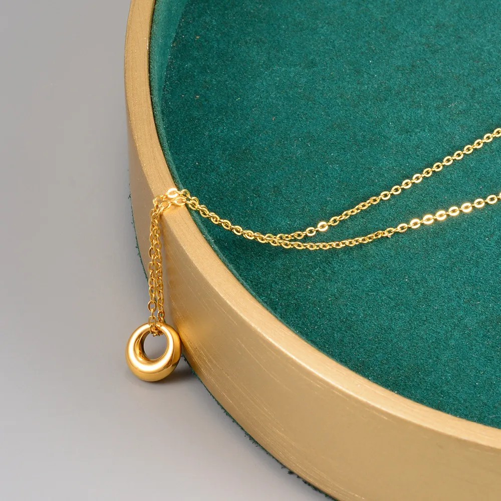 Elegant Simple Style Round Titanium Steel Plating 18K Gold Plated Pendant Necklace_colorza_4