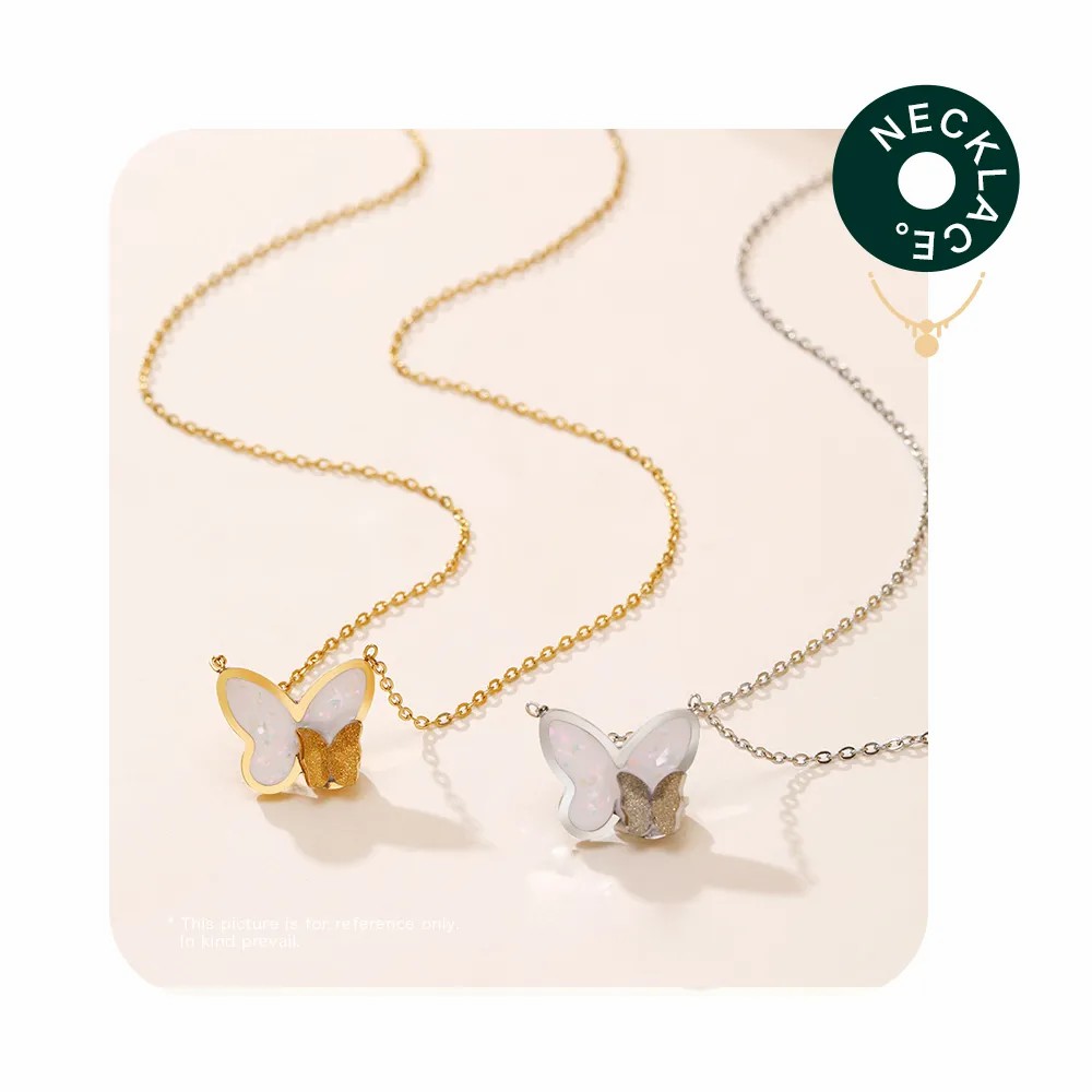 Sweet Butterfly Stainless Steel Patchwork Necklace_colorza_1