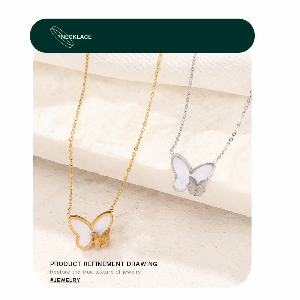 Sweet Butterfly Stainless Steel Patchwork Necklace_colorza_2