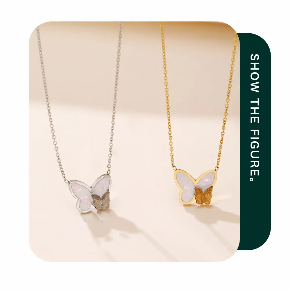 Sweet Butterfly Stainless Steel Patchwork Necklace_colorza_3