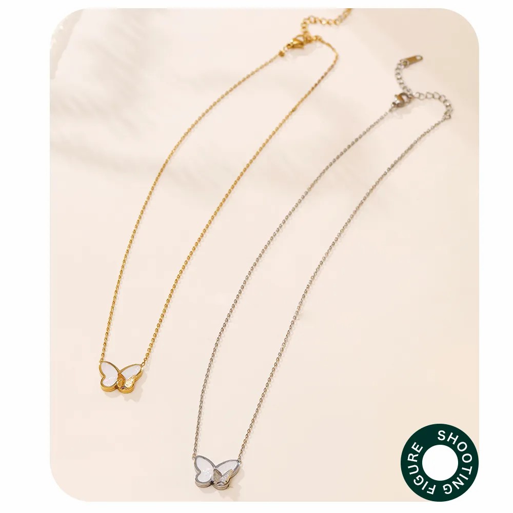Sweet Butterfly Stainless Steel Patchwork Necklace_colorza_5