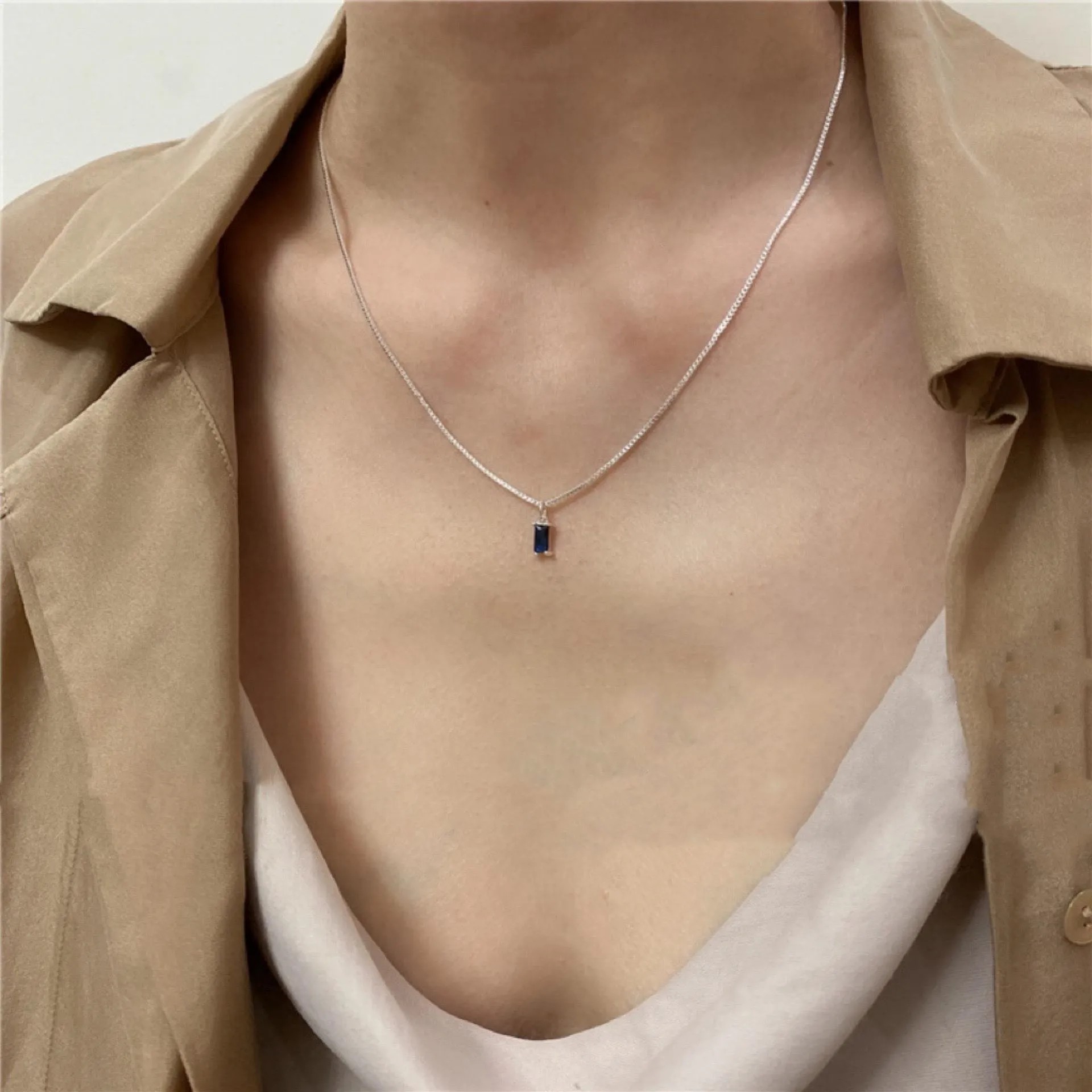 Simple Style Geometric Titanium Steel Plating Inlay Zircon Pendant Necklace_colorza_2