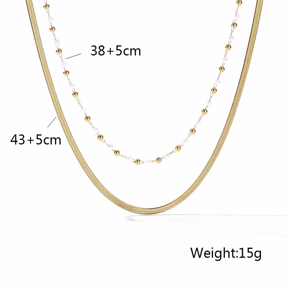 Simple Style Commute Solid Color Titanium Steel Beaded Plating 18K Gold Plated Layered Necklaces Pendant Necklace_colorza_3