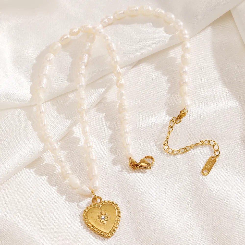 Casual Simple Style Heart Shape Stainless Steel Artificial Pearl Beaded Plating Inlay Zircon 18K Gold Plated Pendant Necklace_colorza_6