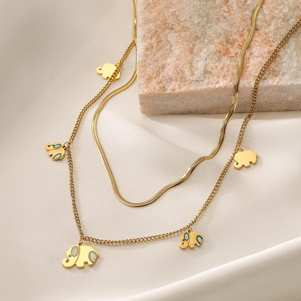 Simple Style Commute Round Titanium Steel Plating Inlay Turquoise 18K Gold Plated Pendant Necklace_colorza_4