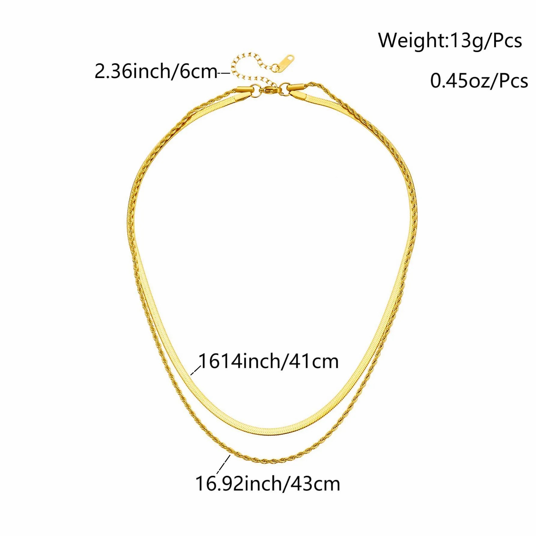 Glam Simple Style Twist Titanium Steel Plating 18K Gold Plated Layered Necklaces_colorza_1