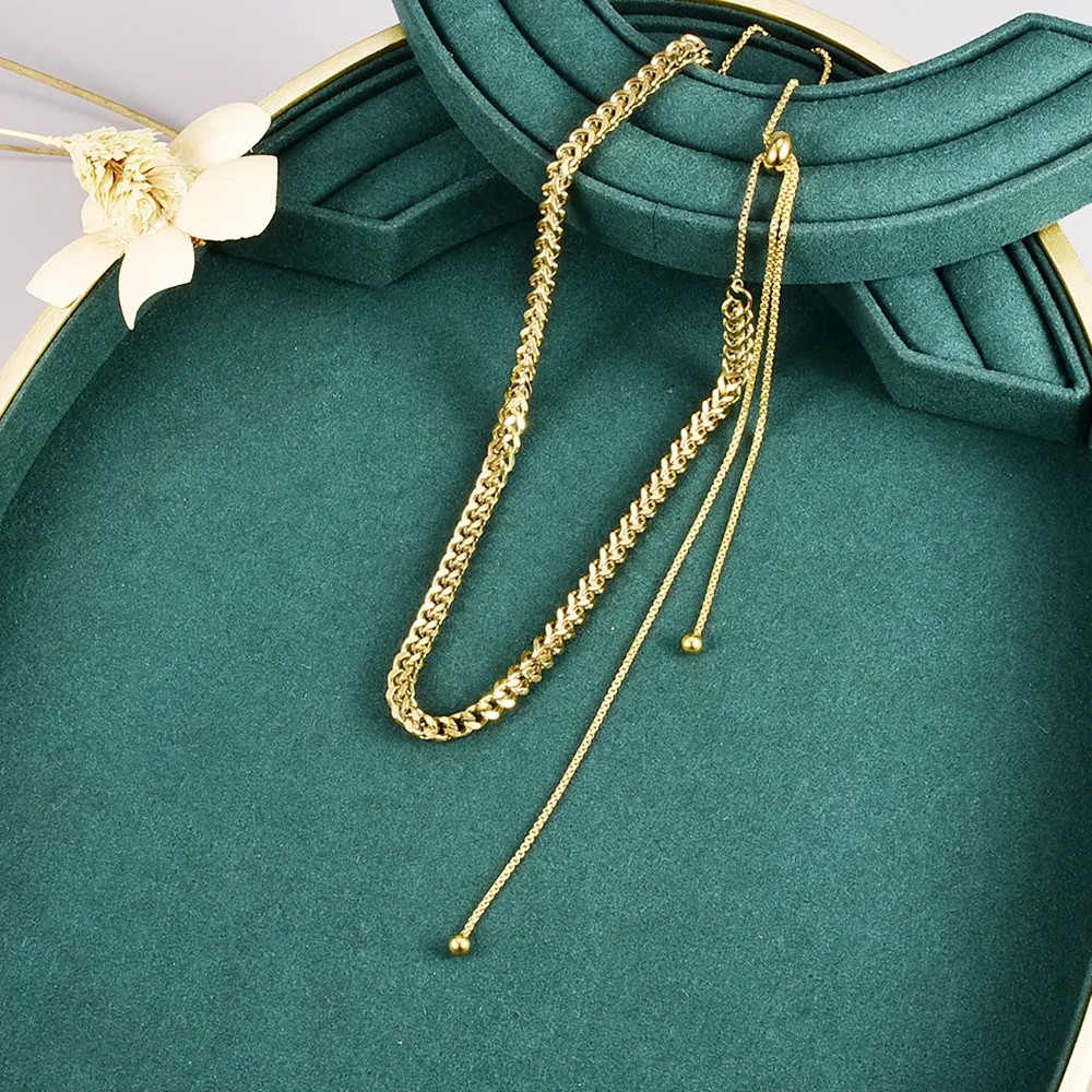 Simple Style Streetwear Solid Color Stainless Steel Titanium Steel Plating 18K Gold Plated Sweater Chain Long Necklace_colorza_4