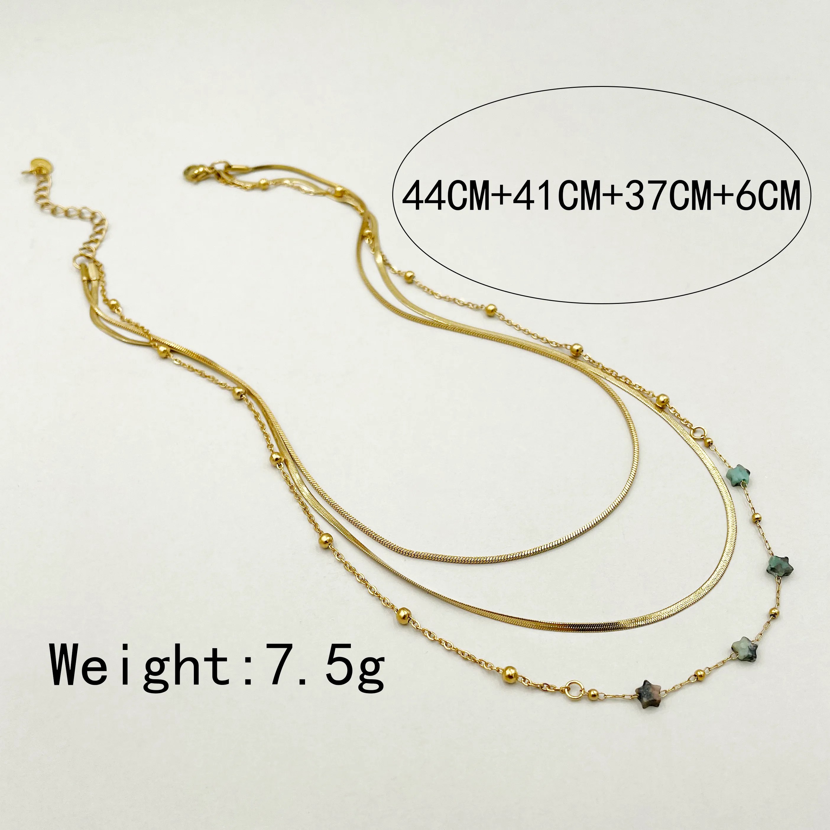 Sweet Simple Style Star Stainless Steel Natural Stone Layered Polishing Plating Gold Plated Layered Necklaces_colorza_3