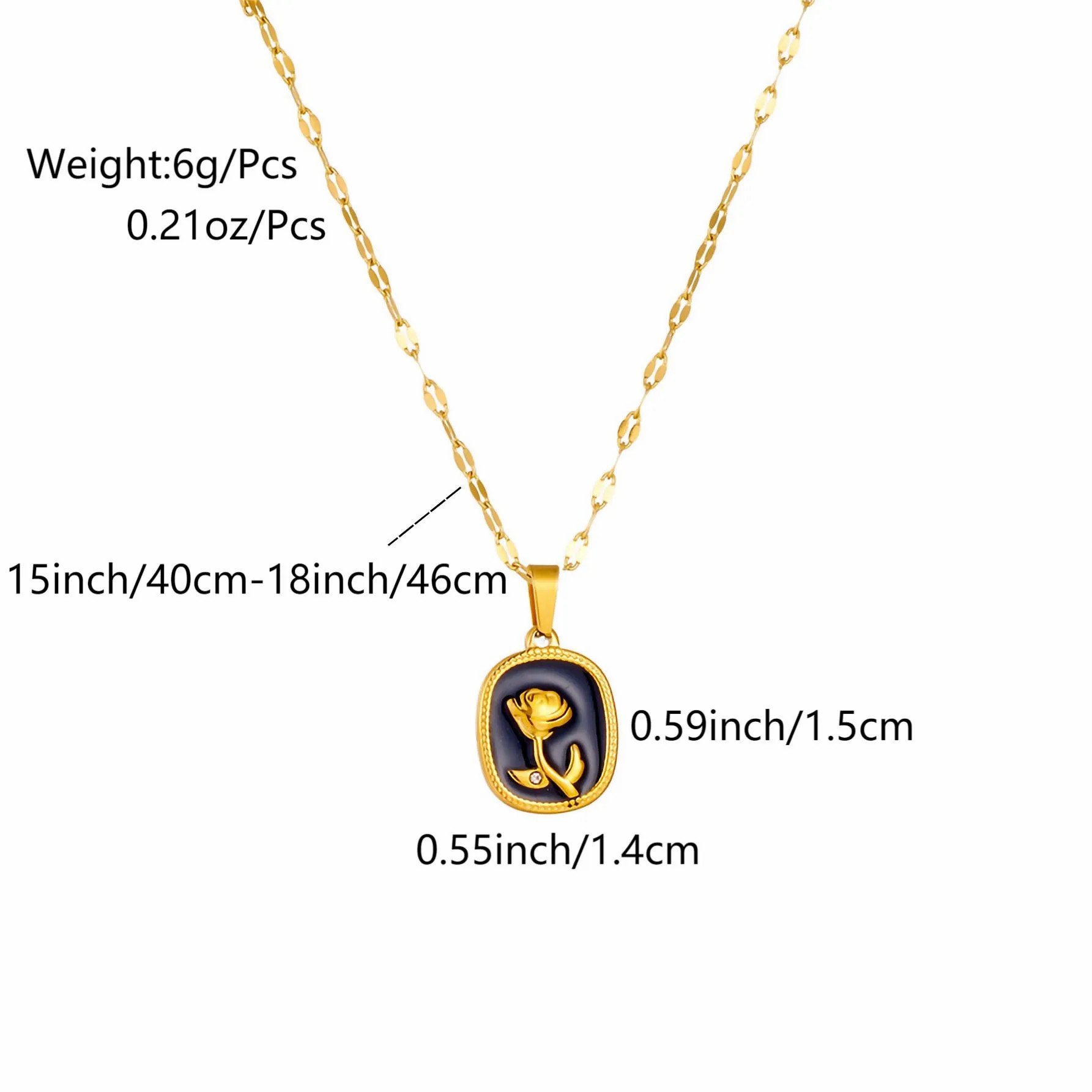 Hip-Hop Vintage Style Flower Titanium Steel Enamel Plating Inlay Zircon 18K Gold Plated Pendant Necklace_colorza_1