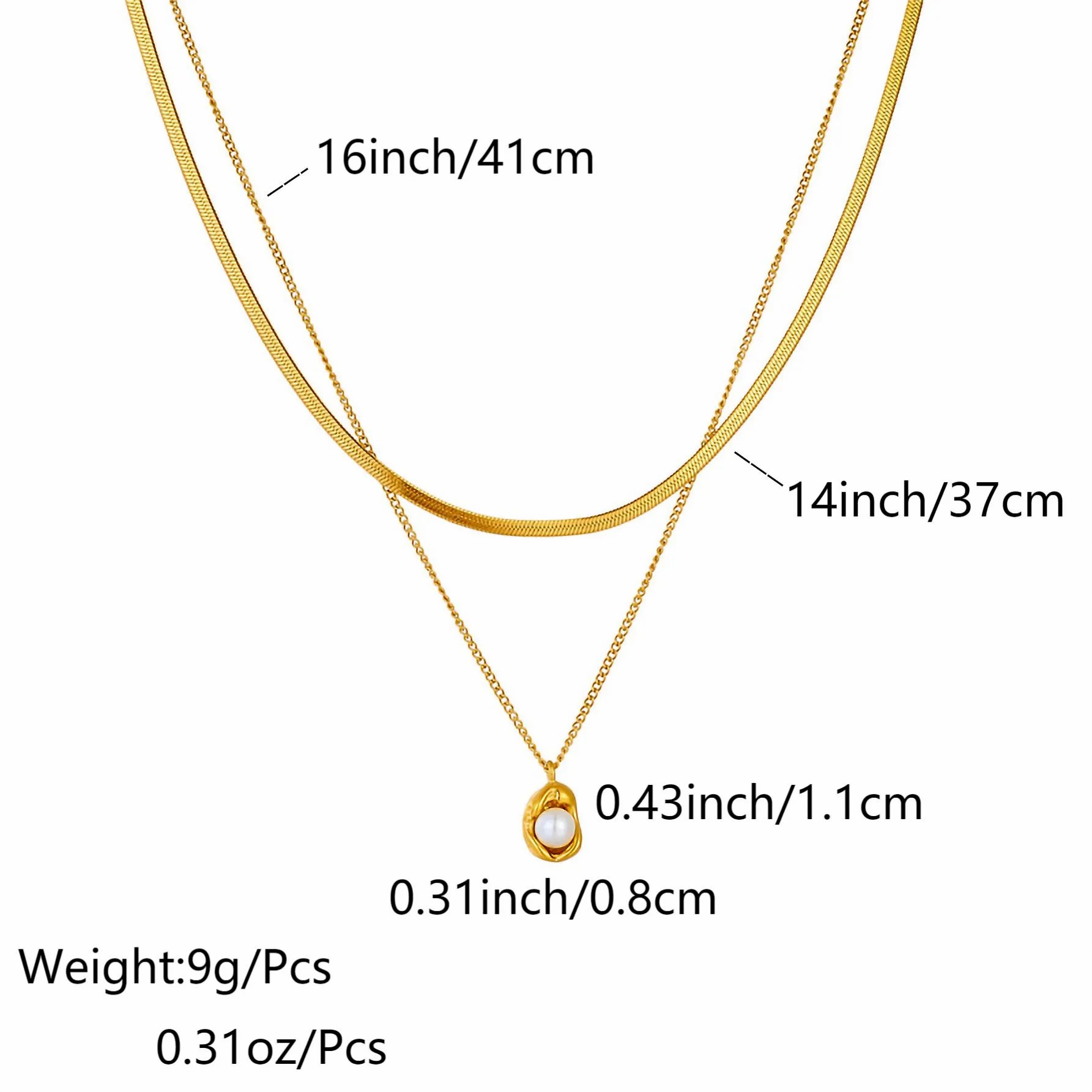 Vintage Style Titanium Steel Inlay Artificial Pearls 18K Gold Plated Layered Necklaces_colorza_1