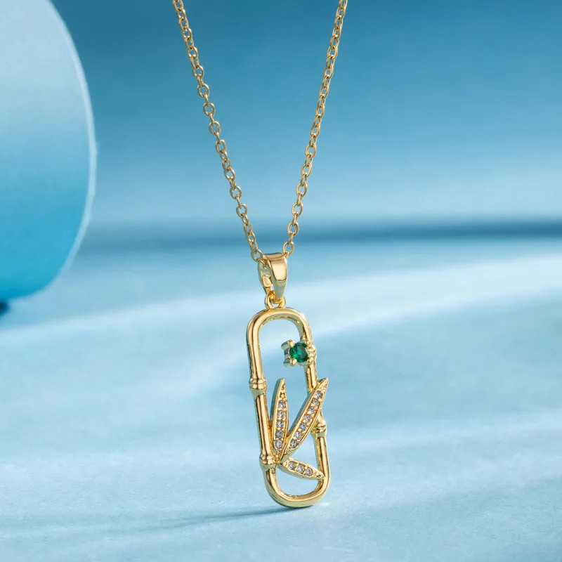 Modern Style Animal Water Droplets Flower Stainless Steel Inlay Zircon Gold Plated Pendant Necklace_colorza_9