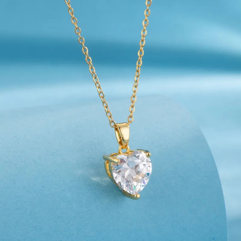 Modern Style Animal Water Droplets Flower Stainless Steel Inlay Zircon Gold Plated Pendant Necklace_colorza_10
