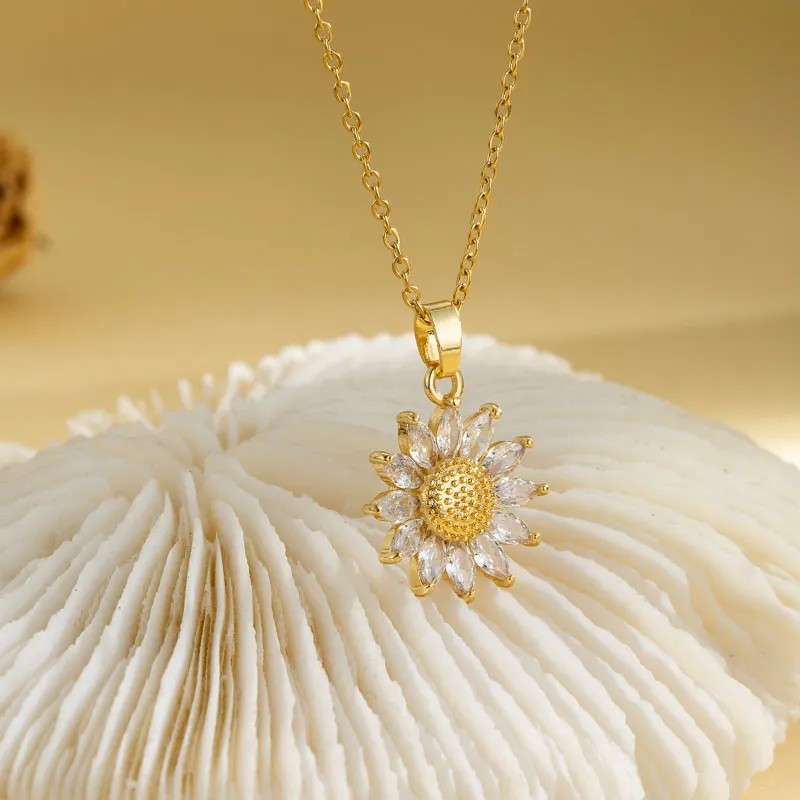 Casual Elegant Cross Heart Shape Flower Stainless Steel Titanium Steel Plating Inlay Zircon 18K Gold Plated Gold Plated Pendant Necklace_colorza_15