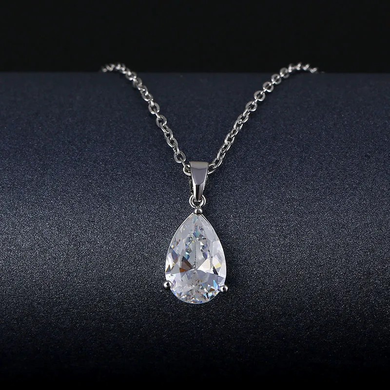 Elegant Shiny Water Droplets Stainless Steel Plating Inlay Zircon White Gold Plated Platinum Plated Pendant Necklace_colorza_1