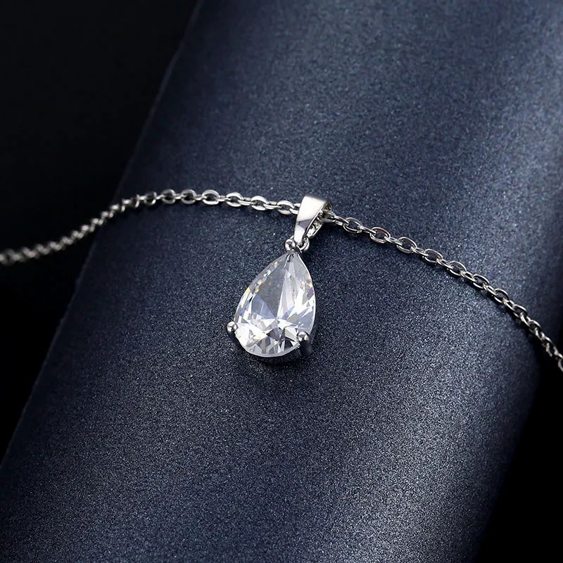 Elegant Shiny Water Droplets Stainless Steel Plating Inlay Zircon White Gold Plated Platinum Plated Pendant Necklace_colorza_3