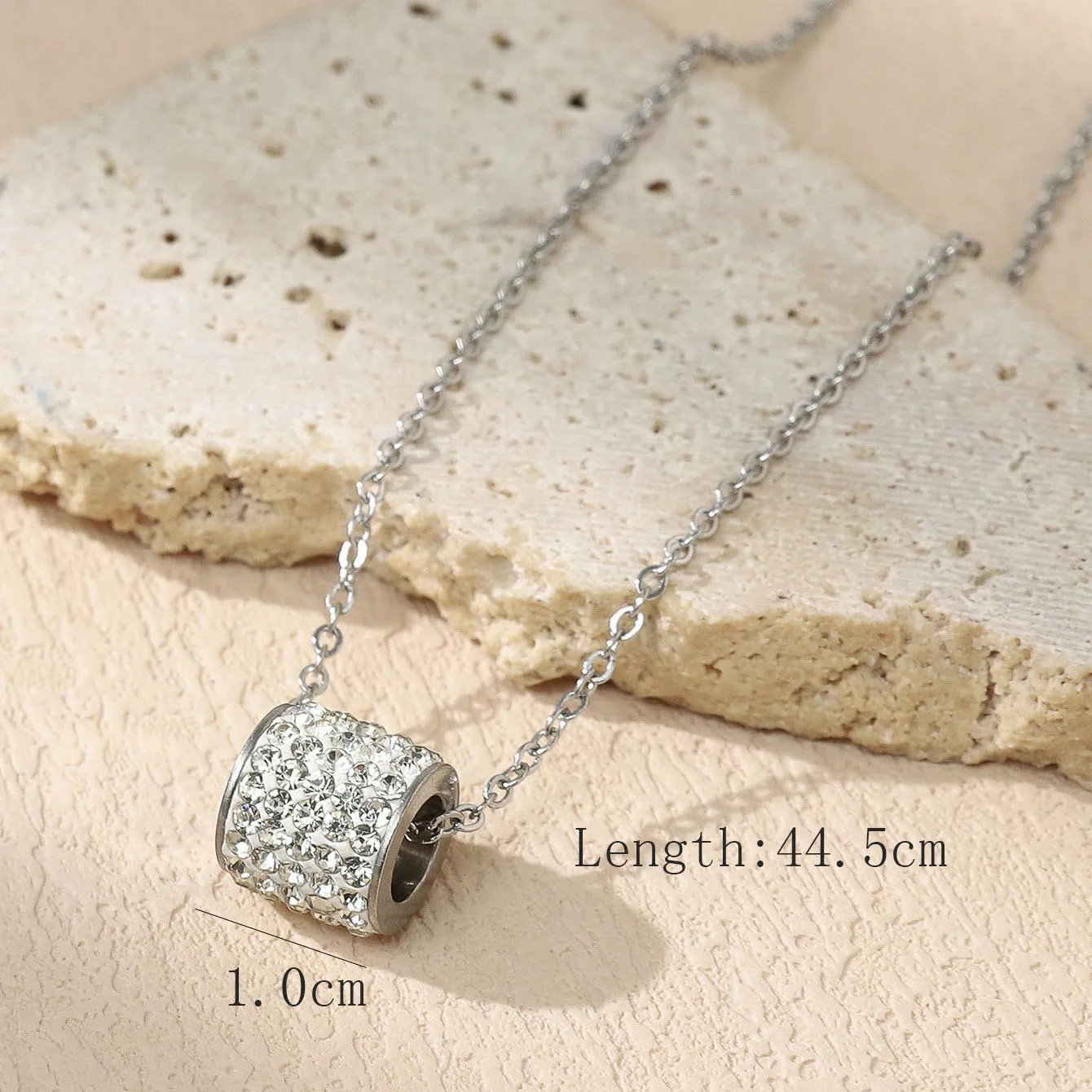 Casual Romantic Solid Color Stainless Steel Plating Inlay Rhinestones 18K Gold Plated Silver Plated Necklace_colorza_1