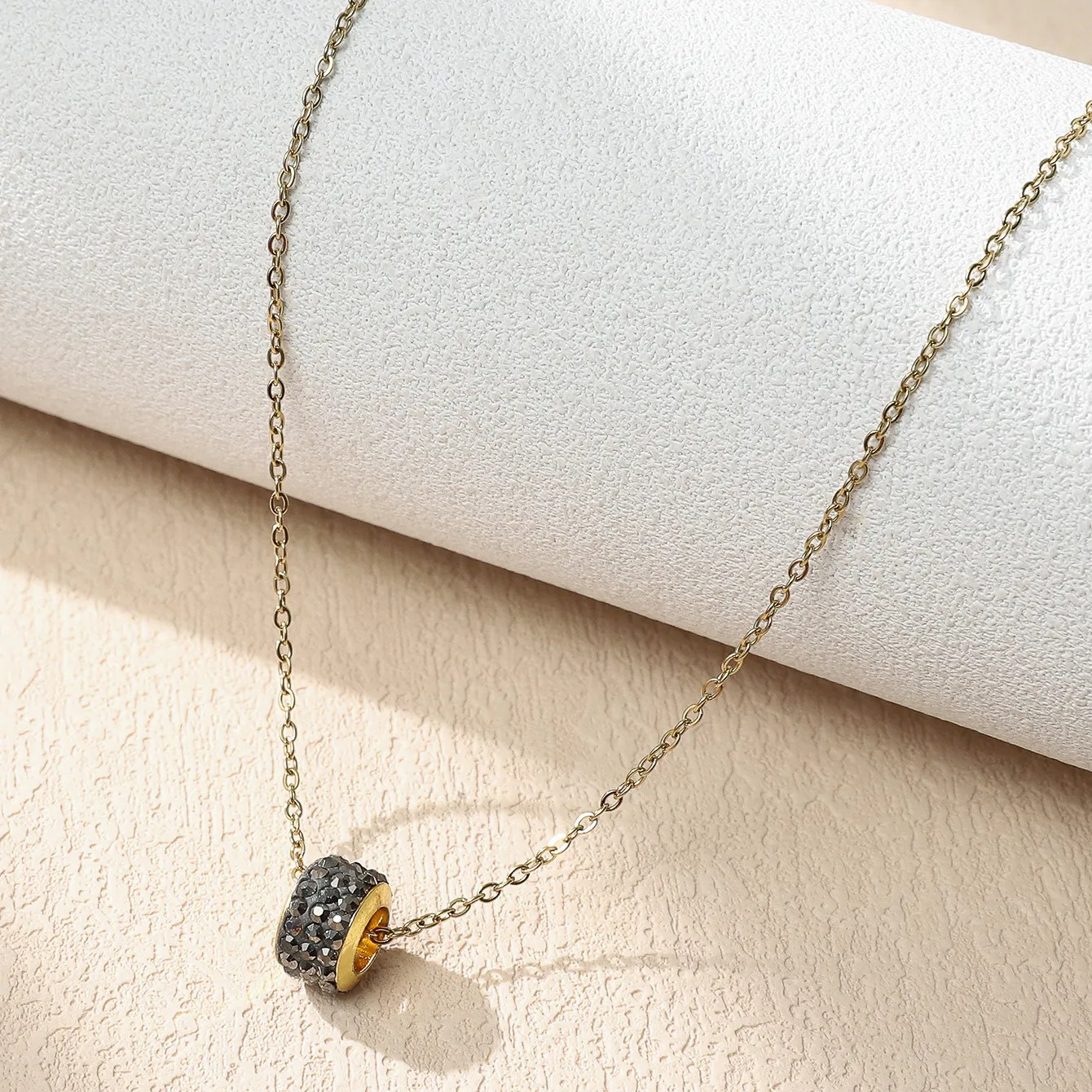 Casual Romantic Solid Color Stainless Steel Plating Inlay Rhinestones 18K Gold Plated Silver Plated Necklace_colorza_4