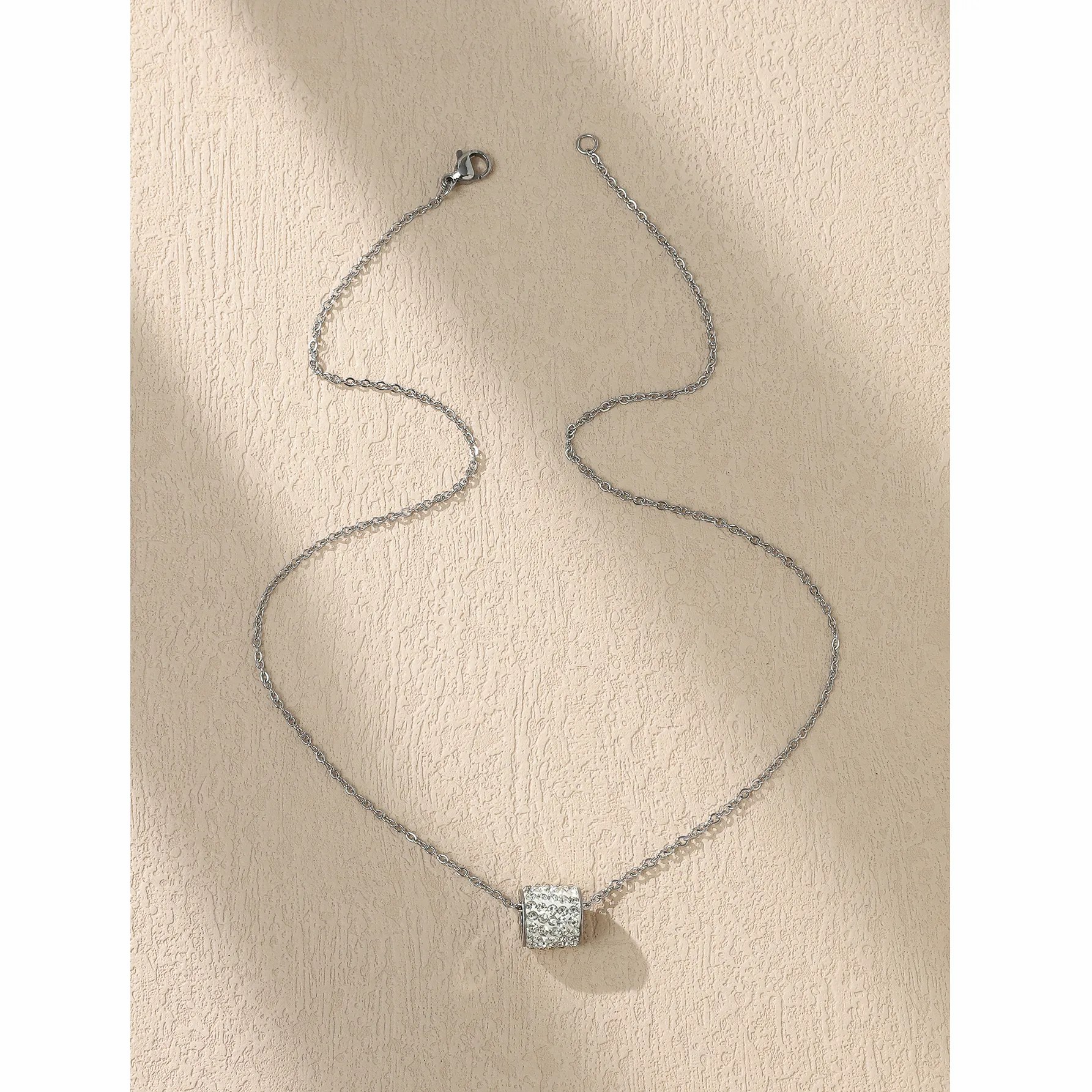 Casual Romantic Solid Color Stainless Steel Plating Inlay Rhinestones 18K Gold Plated Silver Plated Necklace_colorza_6