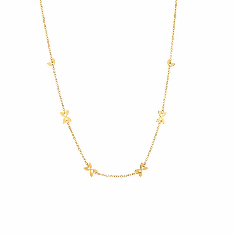 Simple Style Fox Titanium Steel Hollow Out 18K Gold Plated Necklace_colorza_5