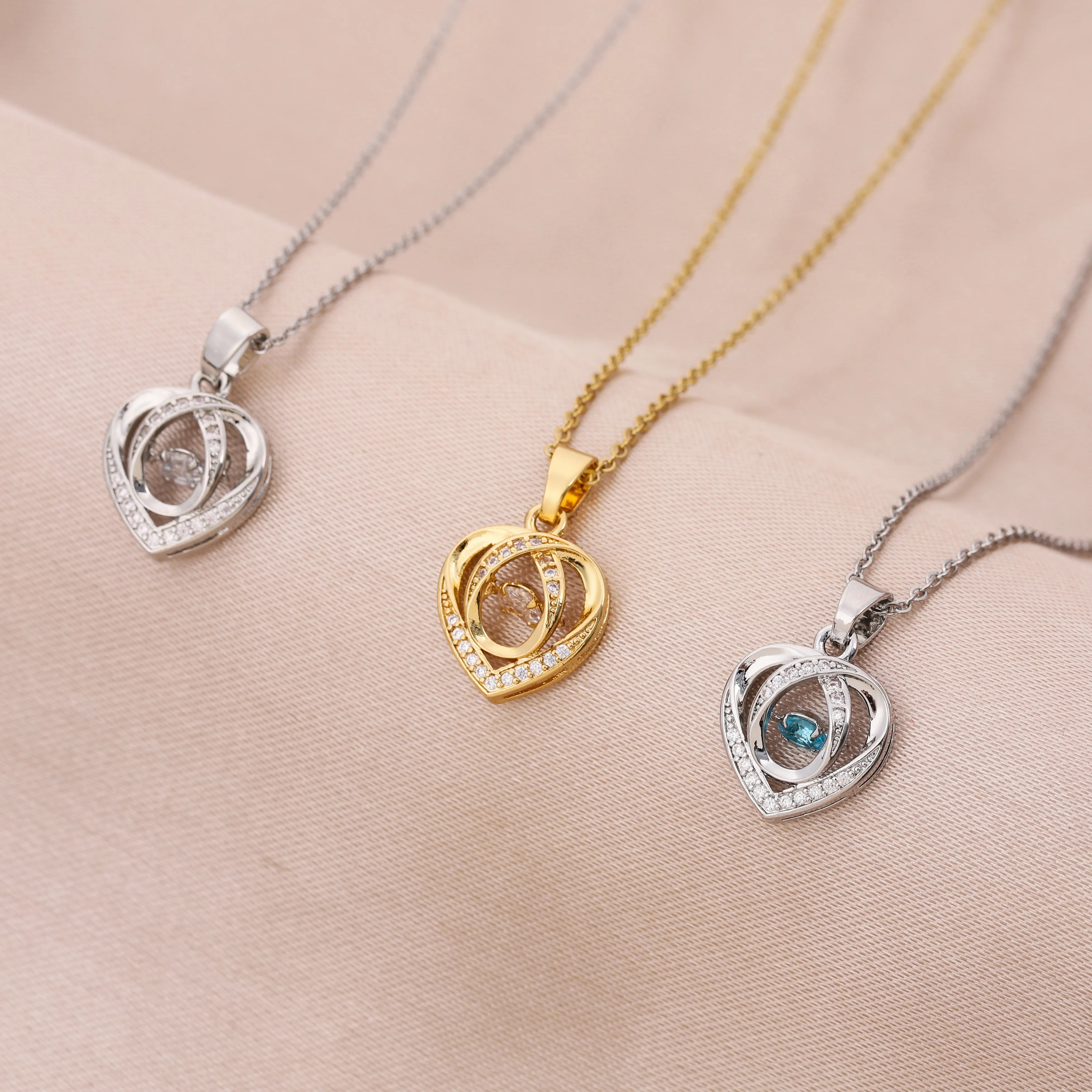 Simple Style Heart Shape Titanium Steel Inlay Zircon Pendant Necklace_colorza_5