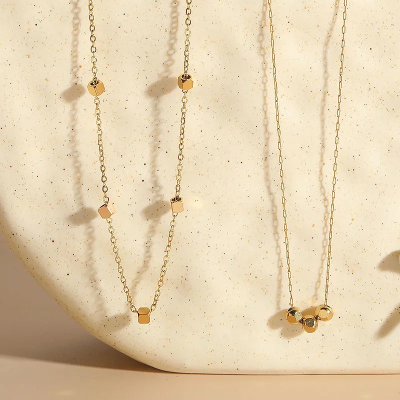 Elegant Luxurious Classic Style Ball Titanium Steel Plating 14K Gold Plated Necklace_colorza_2