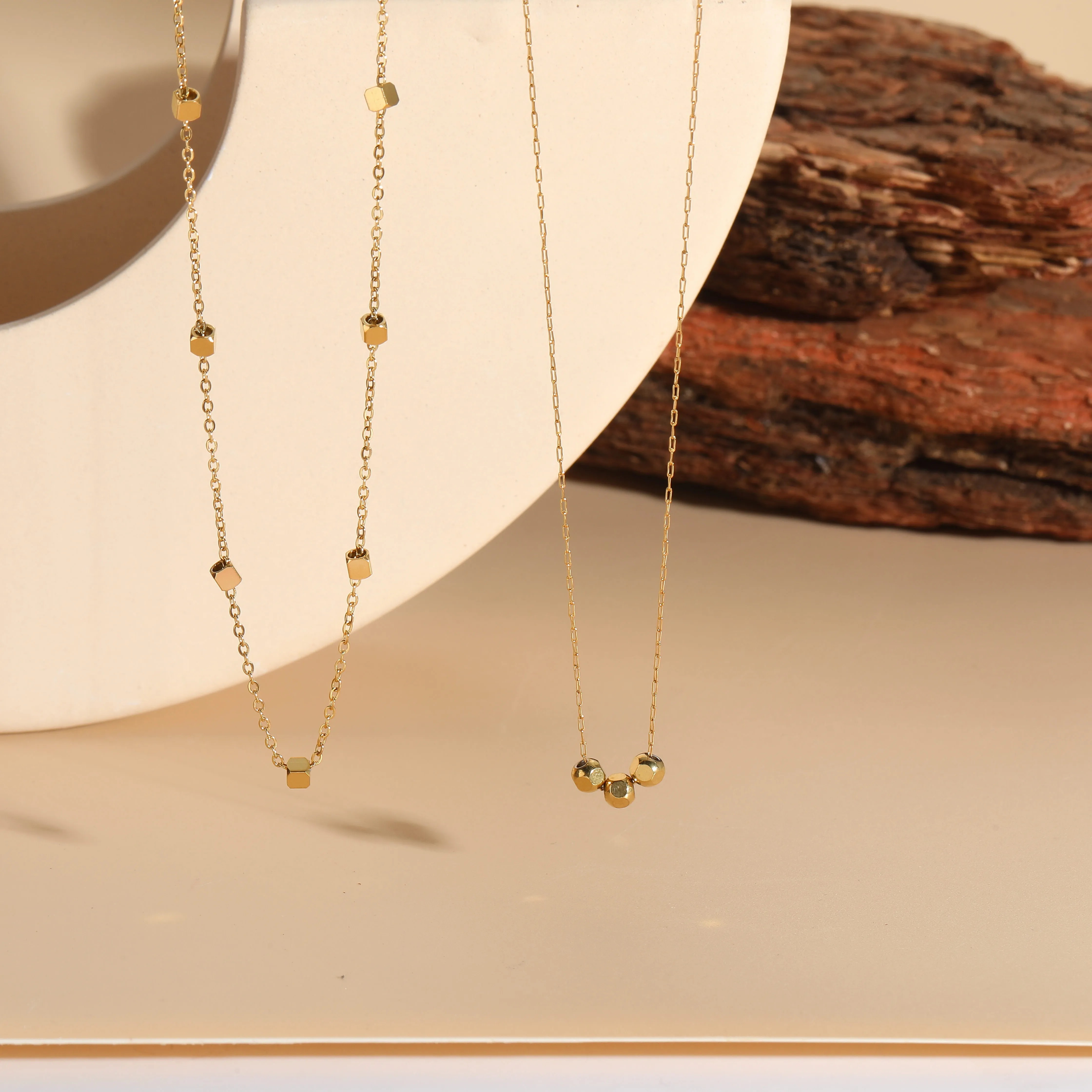 Elegant Luxurious Classic Style Ball Titanium Steel Plating 14K Gold Plated Necklace_colorza_3