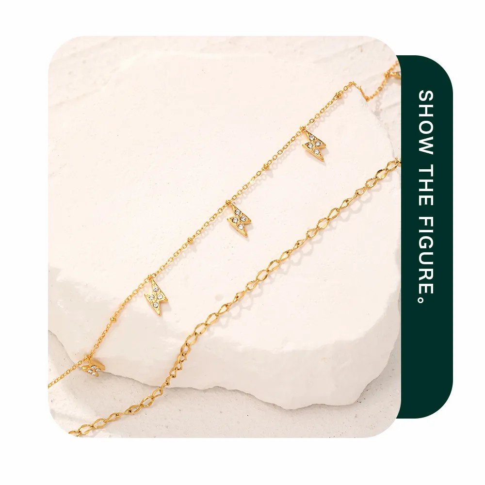 Casual Simple Style Lightning Stainless Steel Inlay Rhinestones Layered Necklaces_colorza_3