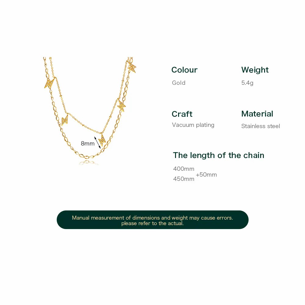 Casual Simple Style Lightning Stainless Steel Inlay Rhinestones Layered Necklaces_colorza_4