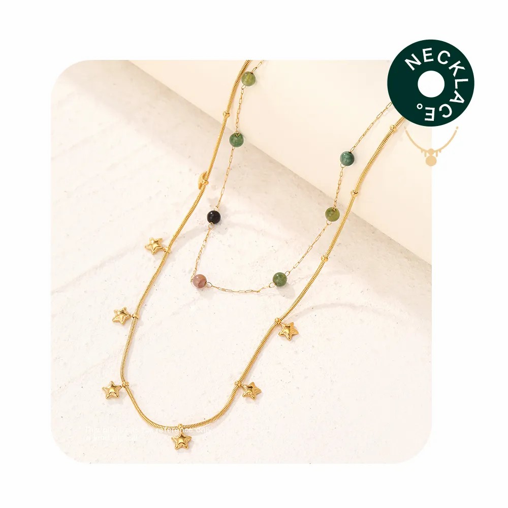 Casual Simple Style Star Stainless Steel Beaded Layered Necklaces_colorza_1