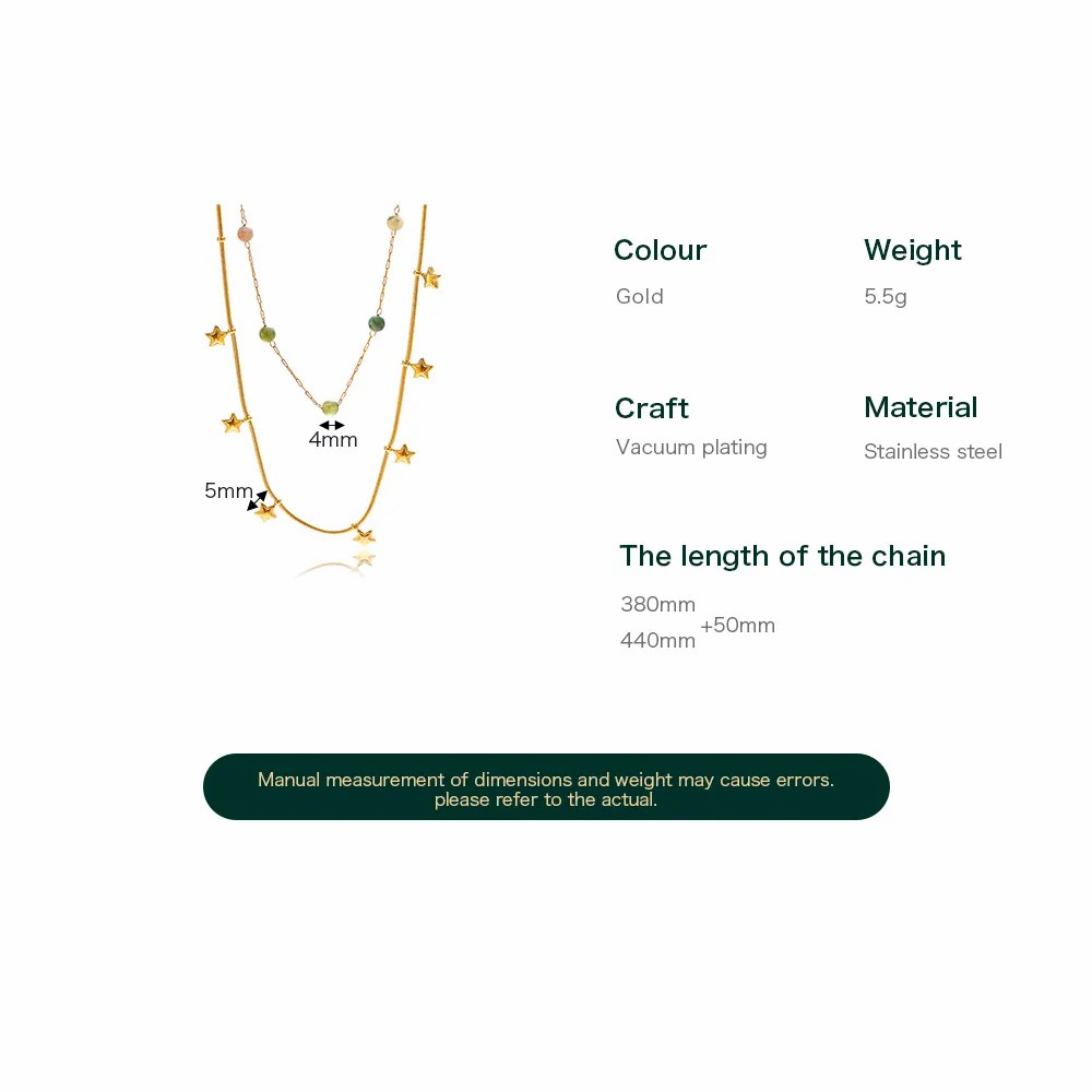 Casual Simple Style Star Stainless Steel Beaded Layered Necklaces_colorza_4