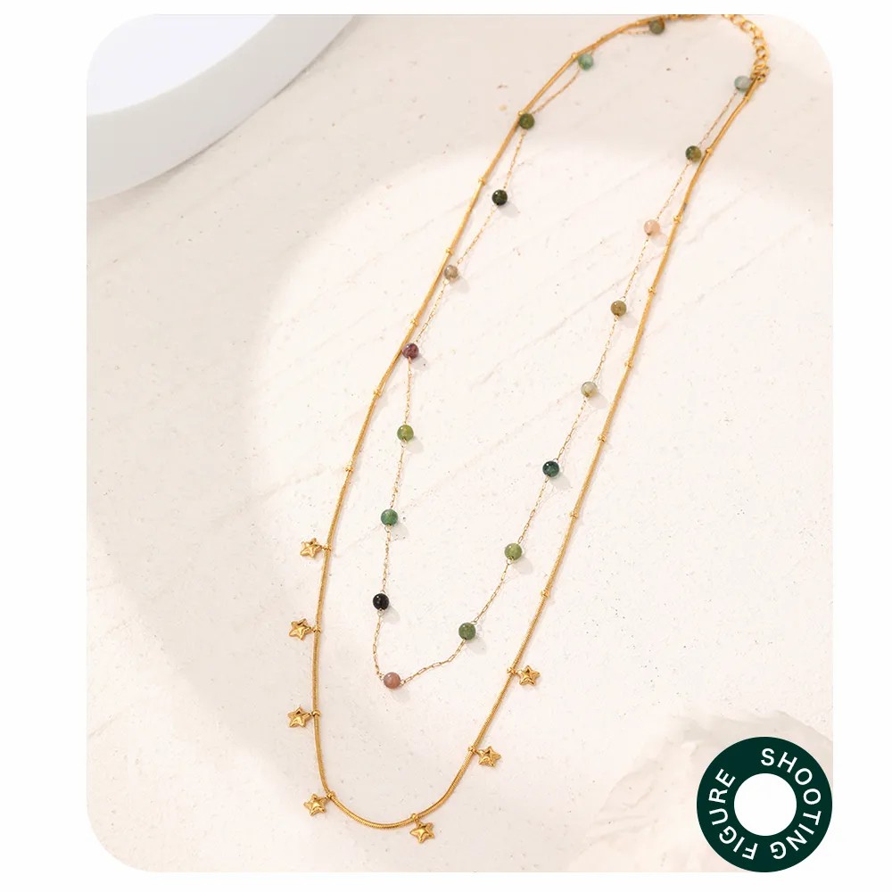 Casual Simple Style Star Stainless Steel Beaded Layered Necklaces_colorza_5