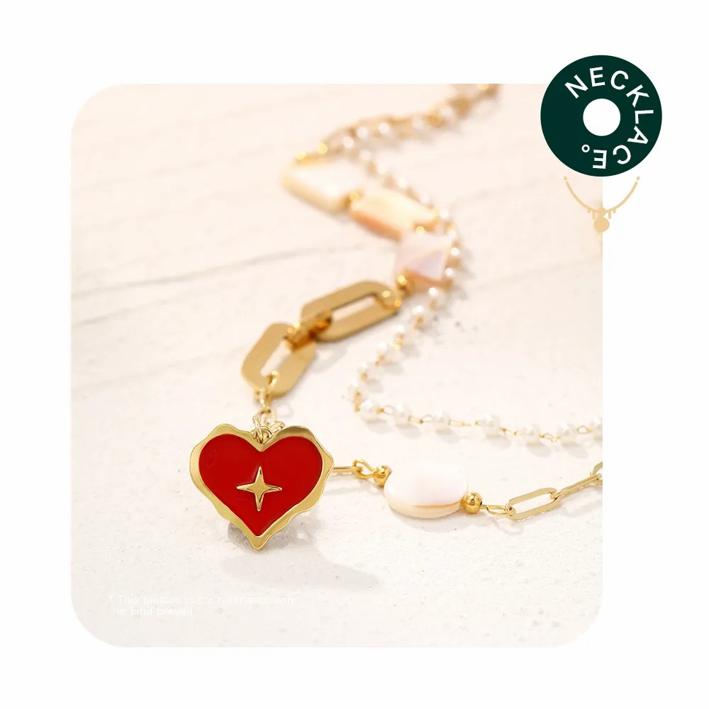 Hip-Hop Cool Style Heart Shape Stainless Steel Pearl Pendant Necklace_colorza_1