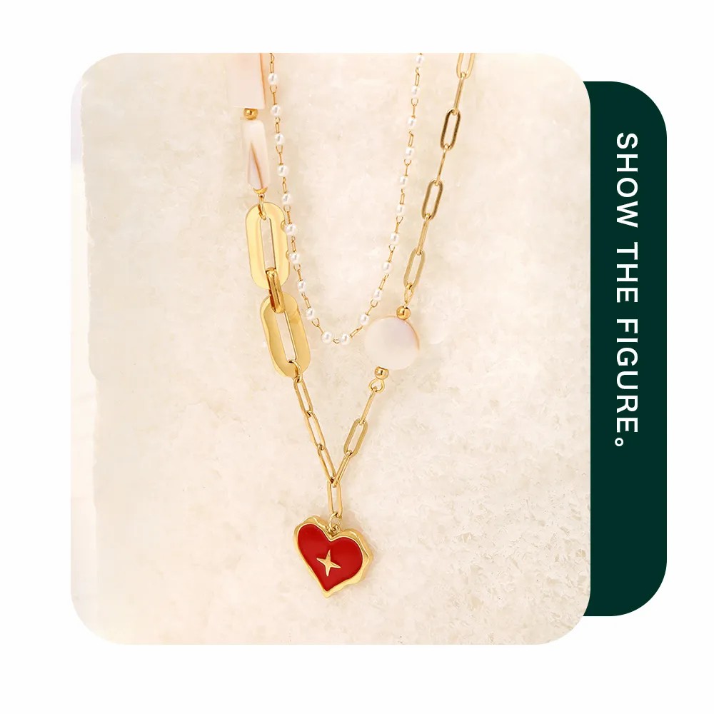 Hip-Hop Cool Style Heart Shape Stainless Steel Pearl Pendant Necklace_colorza_3