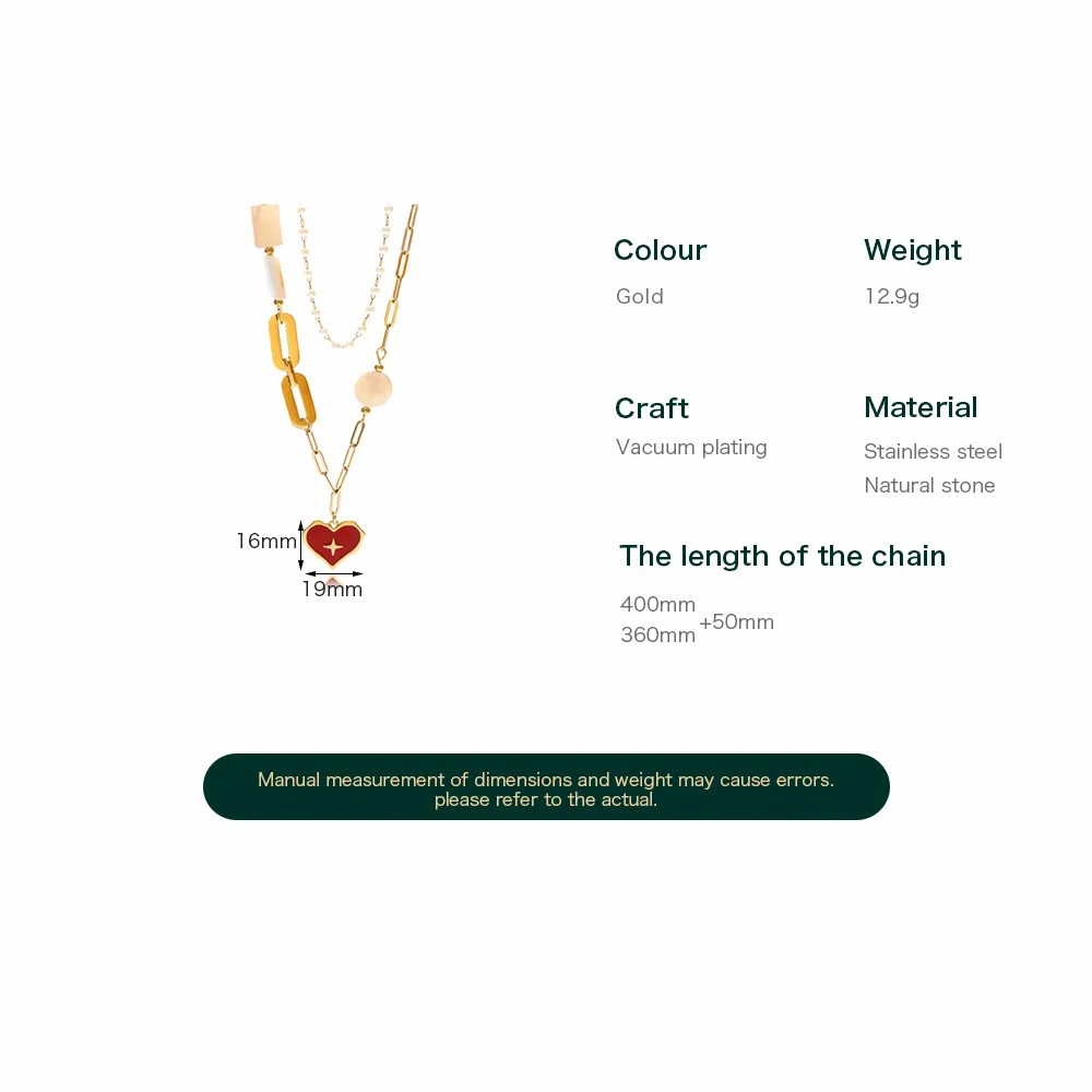 Hip-Hop Cool Style Heart Shape Stainless Steel Pearl Pendant Necklace_colorza_4