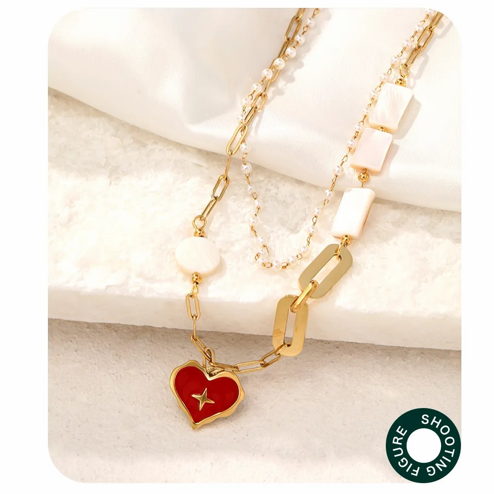 Hip-Hop Cool Style Heart Shape Stainless Steel Pearl Pendant Necklace_colorza_5
