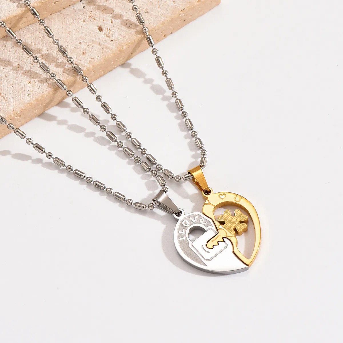 Romantic Classic Style Heart Shape Stainless Steel Plating 14K Gold Plated Pendant Necklace_colorza_1