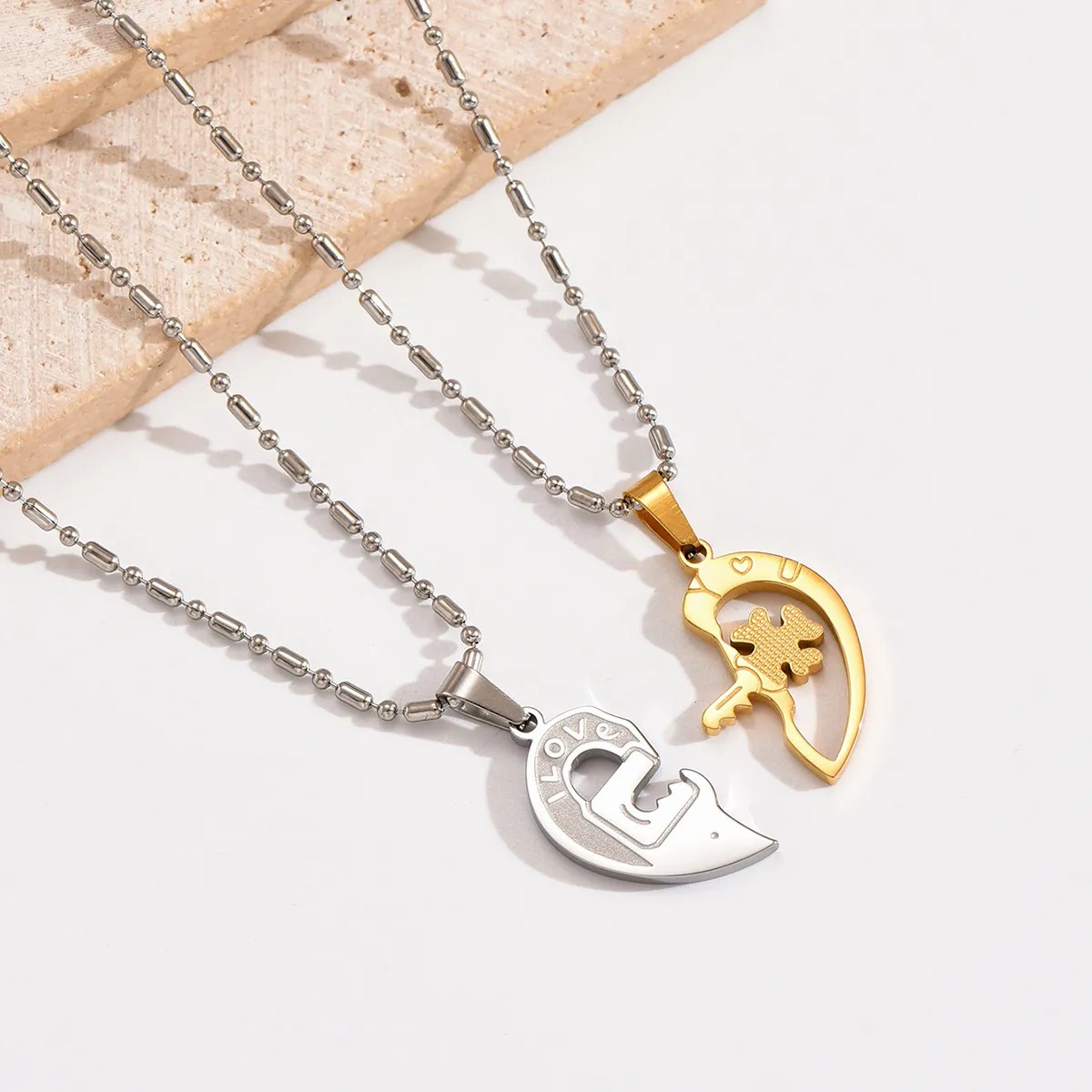 Romantic Classic Style Heart Shape Stainless Steel Plating 14K Gold Plated Pendant Necklace_colorza_2